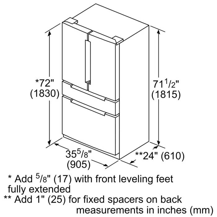 800 Series French Door Bottom Mount Refrigerator 36'' Stainless steel (with anti-fingerprint) - Image 9
