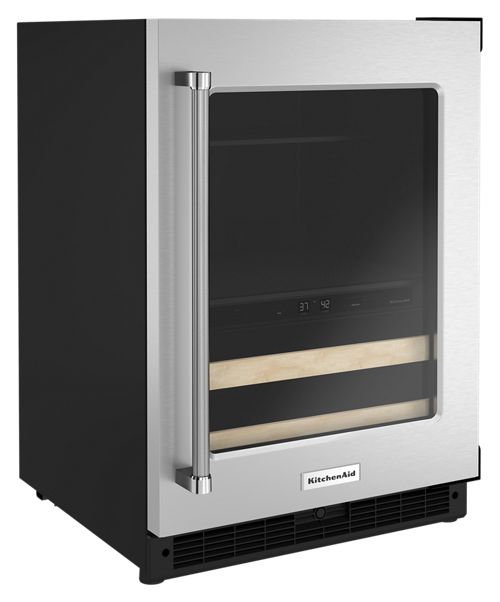 24" Beverage Center with Glass Door and Wood-Front Racks - Image 2