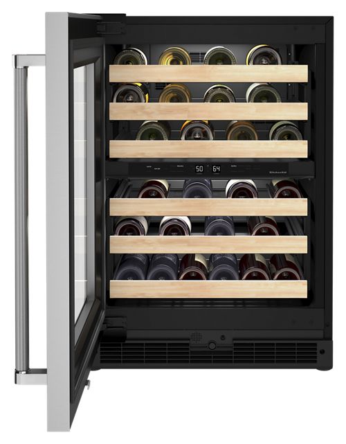 24" Undercounter Wine Cellar with Glass Door and Wood-Front Racks - Image 4
