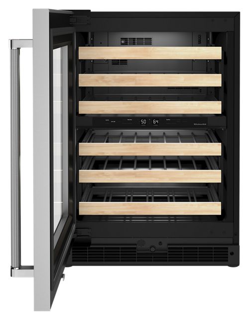 24" Undercounter Wine Cellar with Glass Door and Wood-Front Racks - Image 5