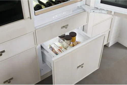 30" Wine Fridge, 106 Bottles, Dual Zones, Convertible Drawer, Ice Maker, Glass Door, Sabbath Mode. - Image 3
